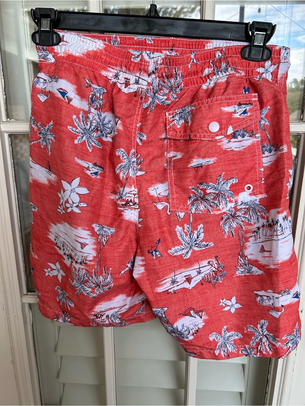 Old Navy Red Hawaiian Print Swim Shorts